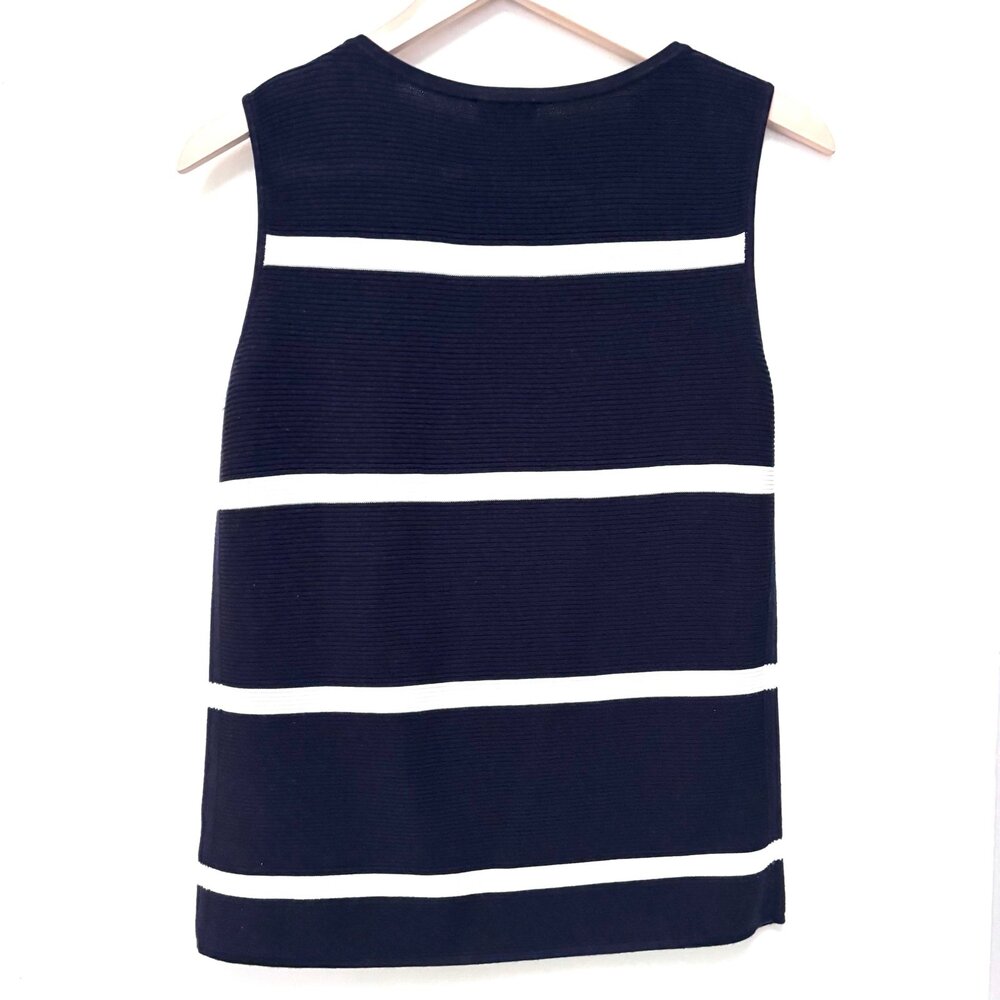 Talbots Women's Knit Top Sleeveless Navy Blue White Stripe szS